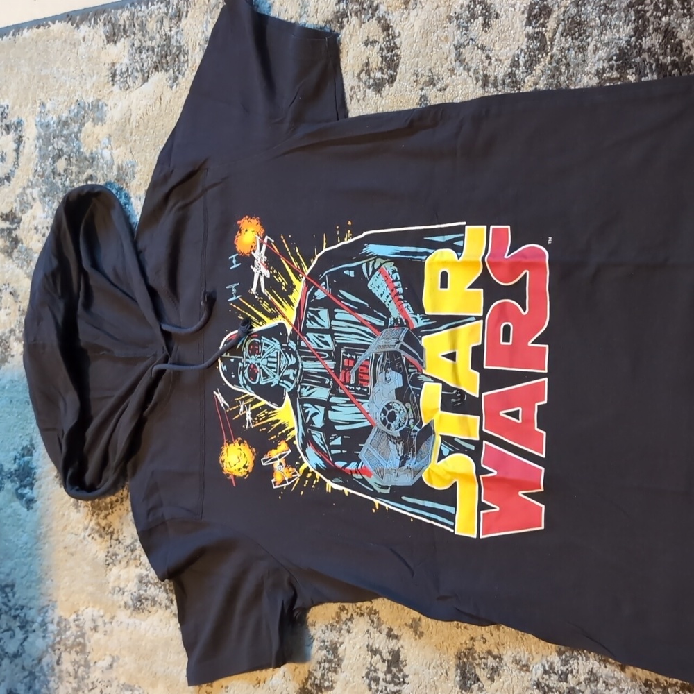 Star Wars Darth Vader Mens Size M Gray Hooded Tee T-shirt